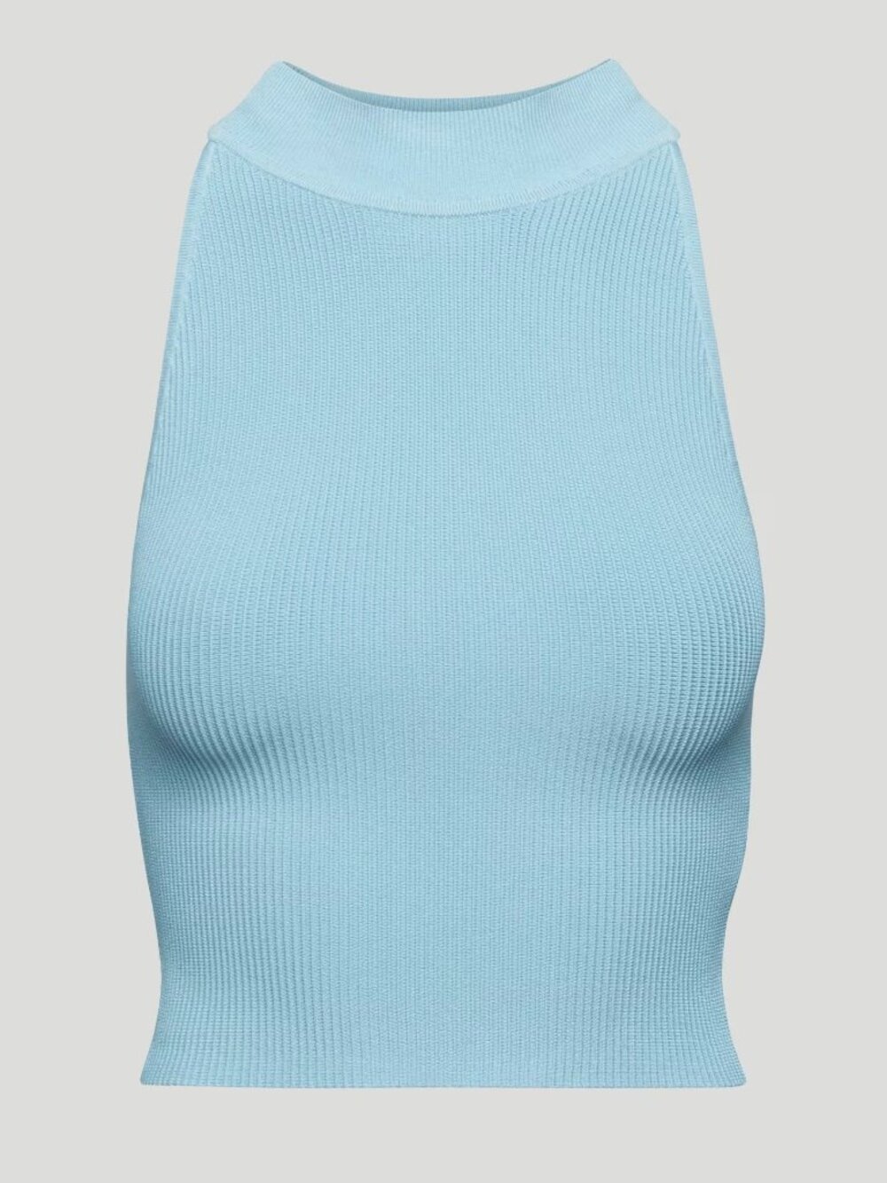 Aritzia Babaton Sculpt Knit Blue Mockneck Ribbed Halter sleeveless CropTop